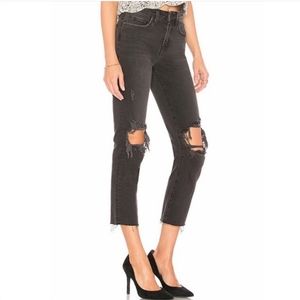 L’agence Audrina straight High Rise vintage black worn destruct Jeans